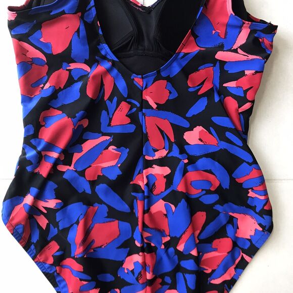 Aqua Green Swim One Piece Swimsuit Multicolor Floral Shirred - Picture 9 of 10